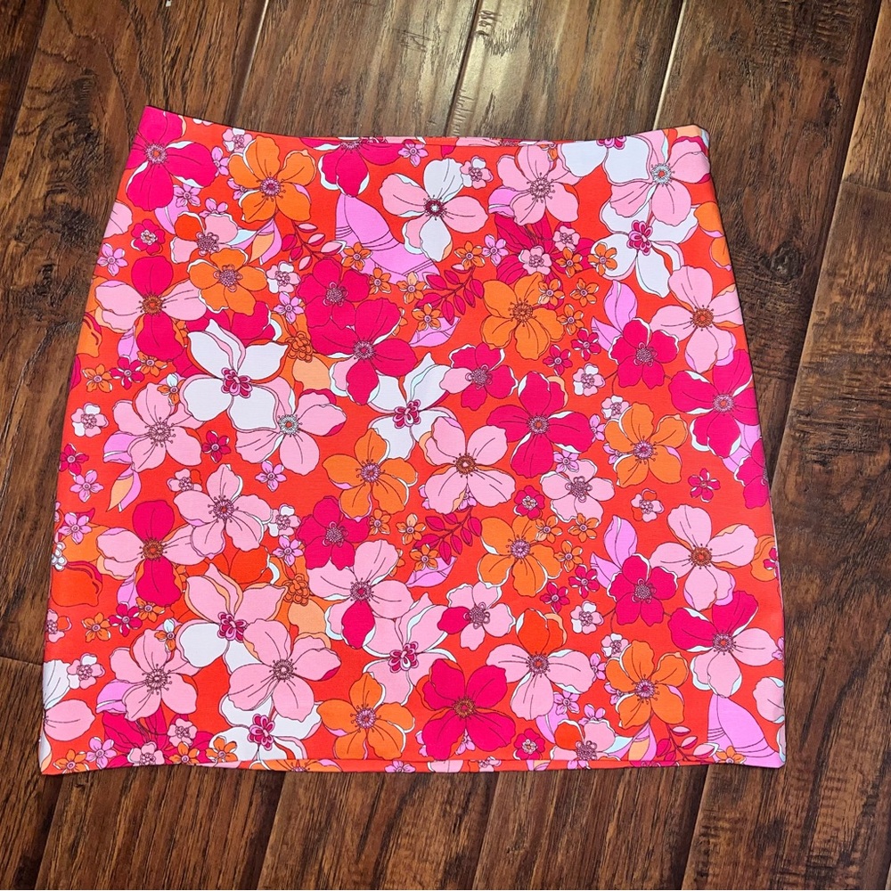 Talbots Pink and Orange Floral Mini Skirt